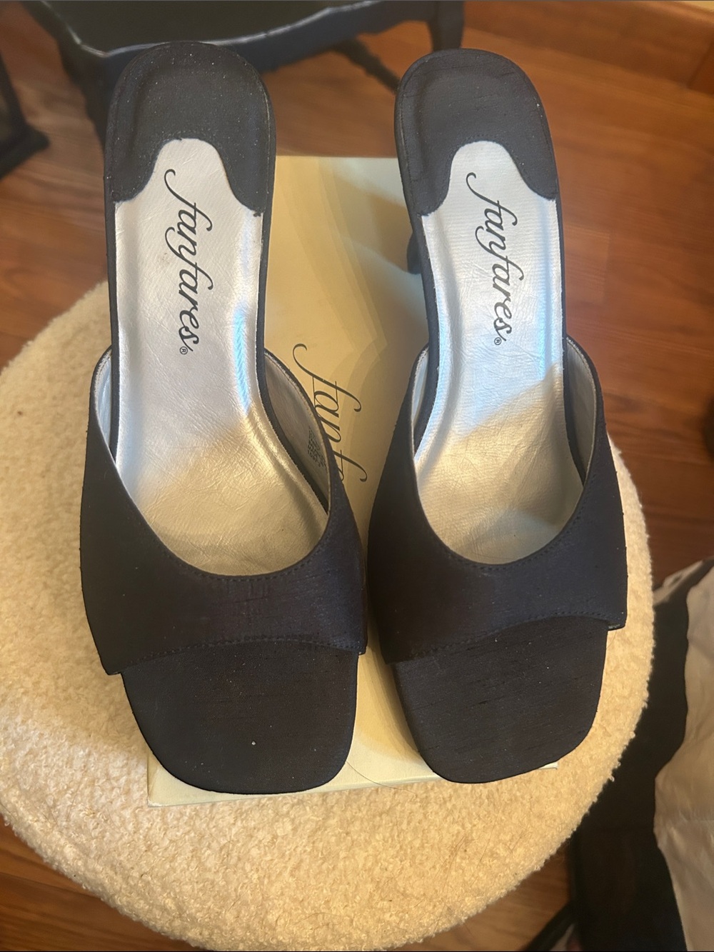 Fanfares Black Open-Toe Mule Slides by Easy Street